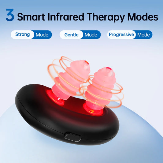 Rhinitis Laser Mini Portable Sinus Relief Therapy Device Wireless Infrared Treatment with 4 Silicone Tips 3 Modes for Nasal Comf